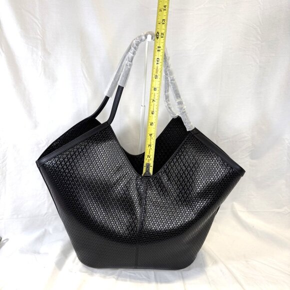 Embossed Woven X-Large Tote Bag, Black, w/Colorful Bag Charms, NWT - Picture 12 of 16